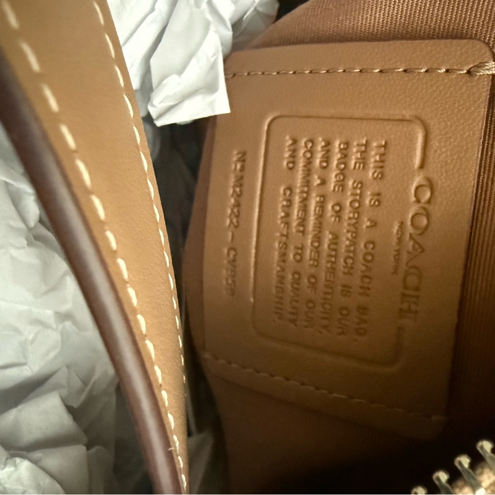Coach Beige Signature Canvas Satchel with Tan Trim - Picture 11 of 15